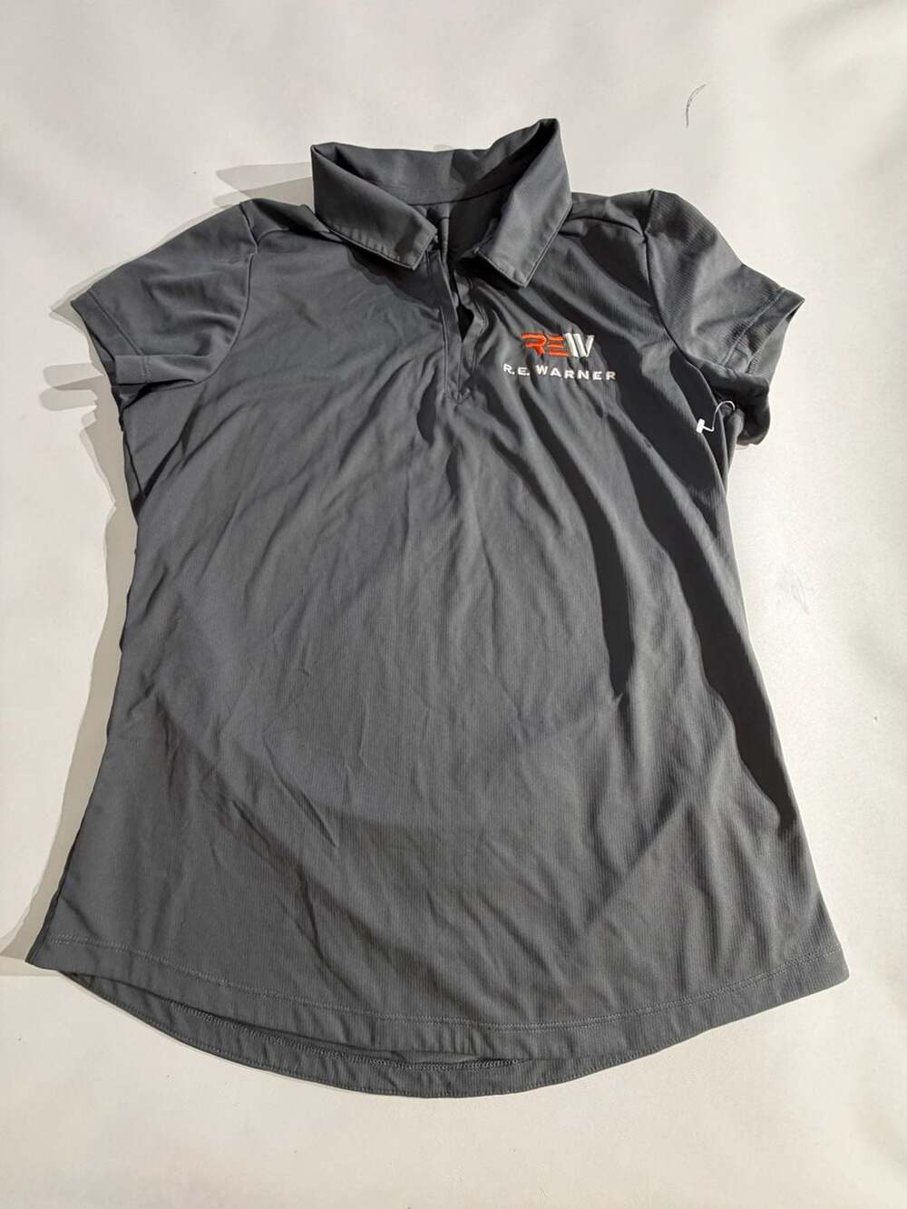 Nike Dri-Fit Dark Gray Embroidered RE Warner Golf Polo Shirt Womens L
